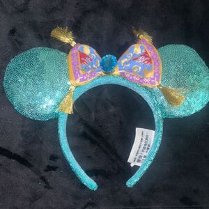 Disney parks princess Jasmine sequined mini mouse ears Aladdin magic carpet bow